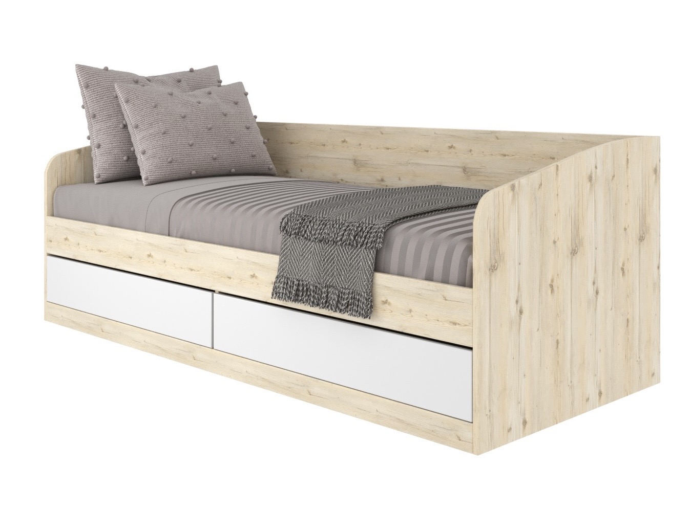 Кровать Джуни 190х80 с ящиками (гаскон пайн + белый)