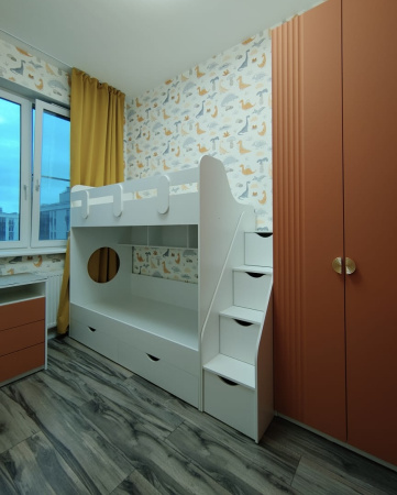 Кровать 2-х ярусная Фортуна 180х80 (велюр + белый) от Династия Kids