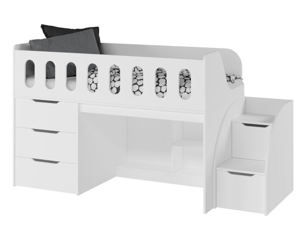 Кровать-чердак Сказка 160х80 (цвет белый)