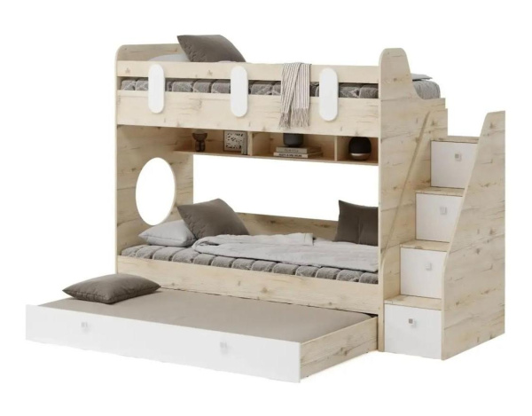 Кровать 190х80 Фортуна-3 с доп.спальным местом (гаскон пайн + белый)