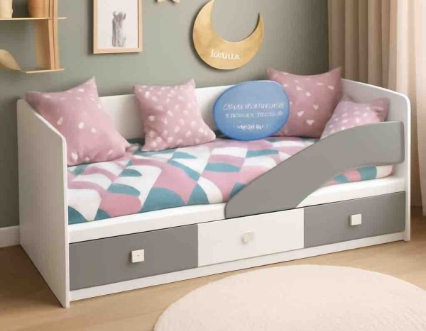 Кровать 160х80 Умка-5 (серебро + белый) 