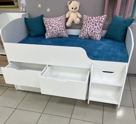 Кровать-чердак Малыш 7 (цвет белый) 160х80 от Династия Kids