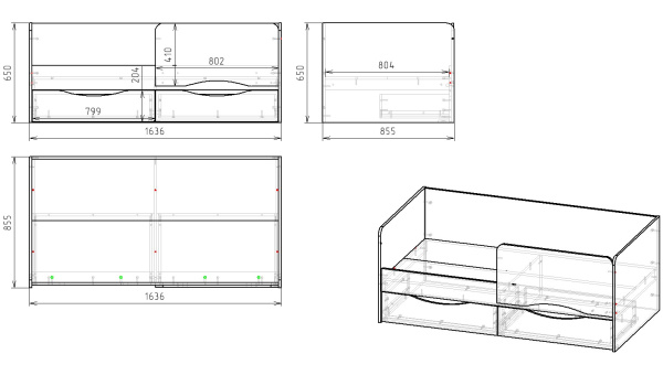 Кровать Малютка-2 (цвет белый) 160х80 от Династия Kids