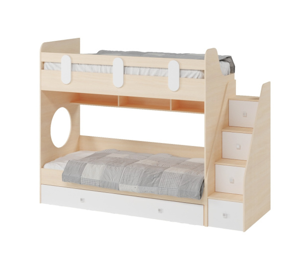 Кровать Фортуна-3 (дуб млечный+белый) 190х80 от Династия Kids