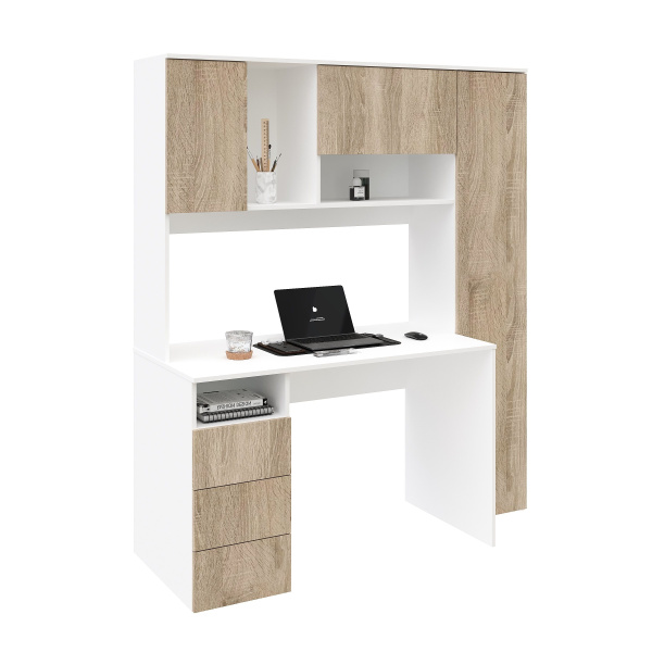 Стол Кабинет 1550 мм (корпус белый + фасады дуб сонома). Левый/правый