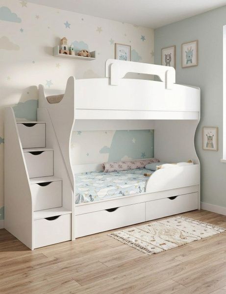 Двухъярусная кровать Альфа 190х80 с бортиком от Династия Kids