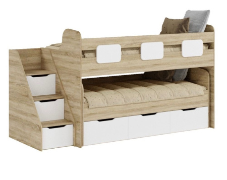 Кровать 2-х ярусная Городок (велюр + белый) от Династия Kids