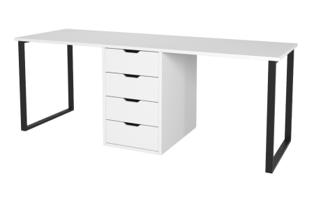 Стол Дуэт 2200 мм (белый + опоры черные) от Династия Kids