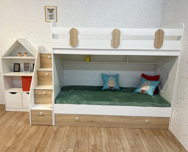 Кровать Фортуна-3 (белый+дуб сонома) 190х80 от Династия Kids