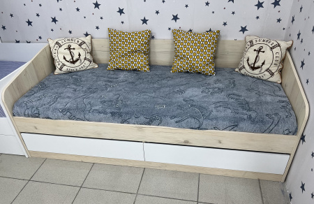 Кровать Джуни 190х80 с ящиками (гаскон пайн+белый)