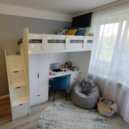 Кровать-чердак 190х80 Уют-2 (цвет белый)  от Династия Kids