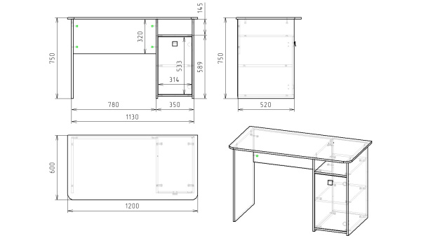Стол 1200 мм коллекции Умка  от Династия Kids