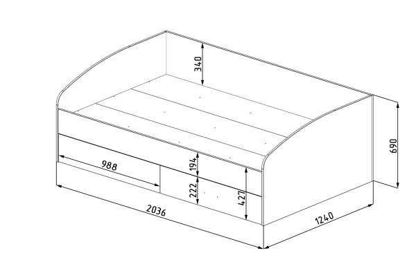 Кровать Твой Стиль New 200х120 (прямая спинка) от Династия Kids