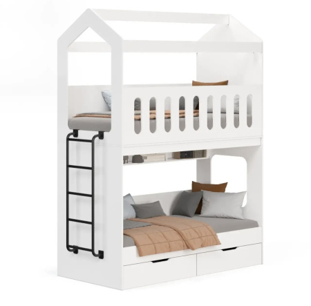 Кровать Остров Сокровищ + лестница металлическая (цвет белый или черный) от Династия Kids