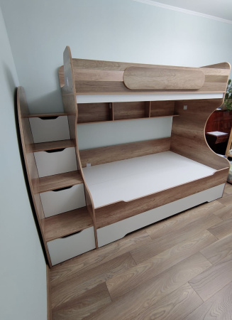 Кровать БИГ (дуб каньон + белый) 200х120 от Династия Kids