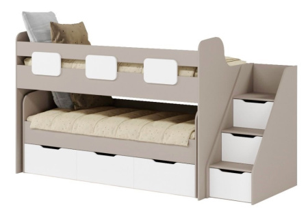Кровать 2-х ярусная Городок (дуб золотистый + белый) от Династия Kids