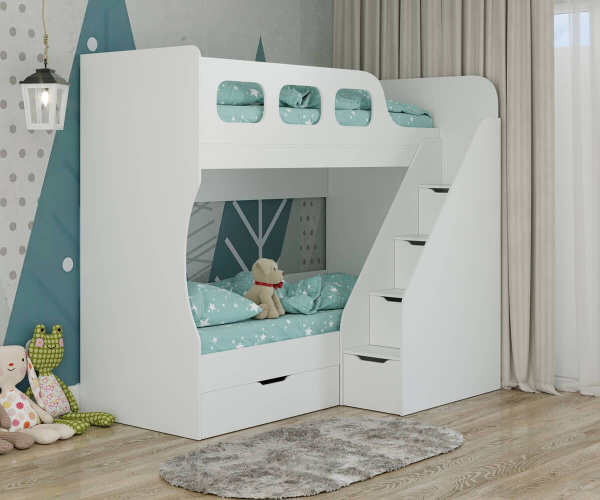 Двухъярусная кровать Умка-7 (цвет белый) 190х80 