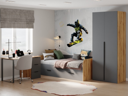 Угловой шкаф + пенал + стеллаж переходной коллекции Брайт Велюр от Династия Kids