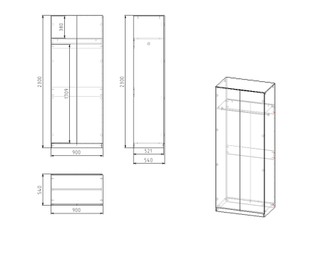 Шкаф 2-х створчатый Практик  от Династия Kids