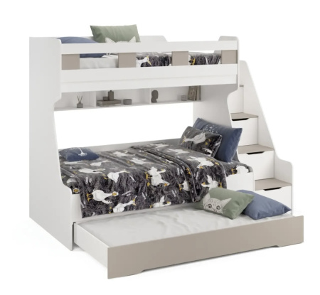 Кровать РУМ 120х200 (корпус белый + фасады дуб золотистый)