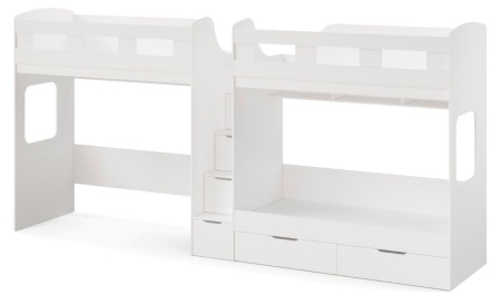 Кровать 3-х ярусная Квартет (цвет белый)