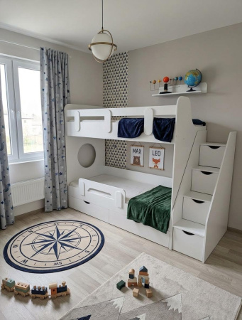 Кровать 2-х ярусная Фортуна 180х80 (велюр + белый) от Династия Kids