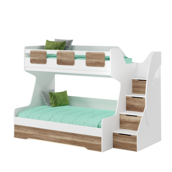 Кровать Мега Премиум 120х200 (белый+дуб каньон). 