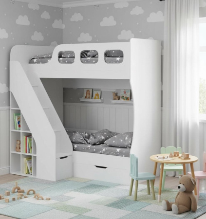 Кровать 2-х ярусная Умка-4 (дуб сонома + белый) 190х80 от Династия Kids