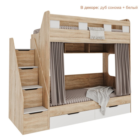 Кровать 2-х ярусная Твинс (велюр + белый) 190х90 от Династия Kids