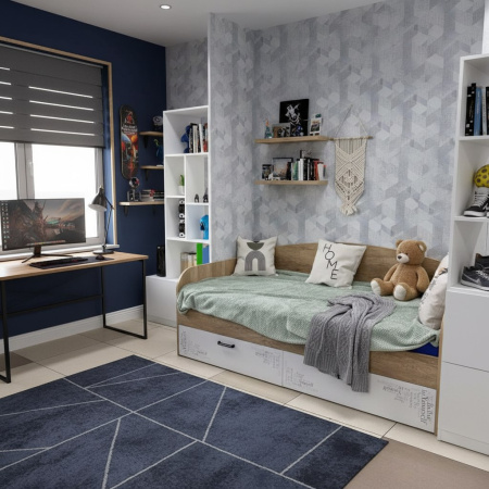 Стеллаж-перегородка + кровать коллекции Твой Стиль  от Династия Kids