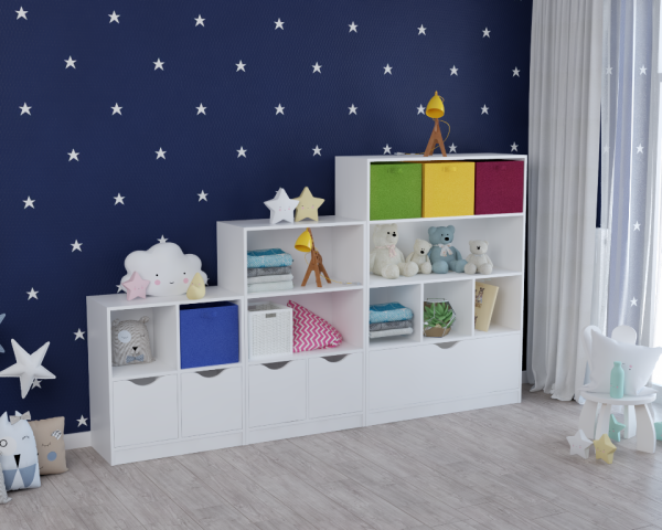 Стеллажи детские Уют 2 + Уют 3 + Уют 4 от Династия Kids