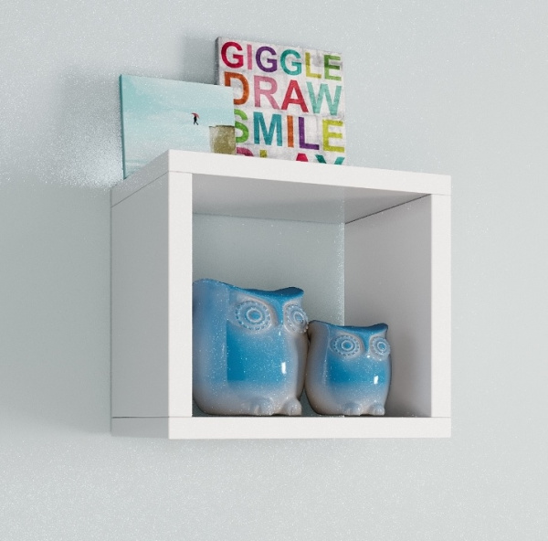 Полка настенная 22 мм Куб-1 (цвет белый) ширина 365 мм