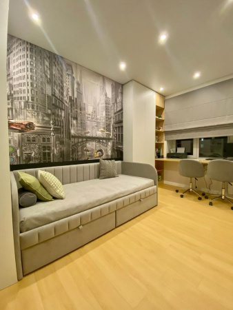 Кровать Слайт 190х80 (полоса с прямой спинкой). Велюр Teddy - 2 цвета в продаже!