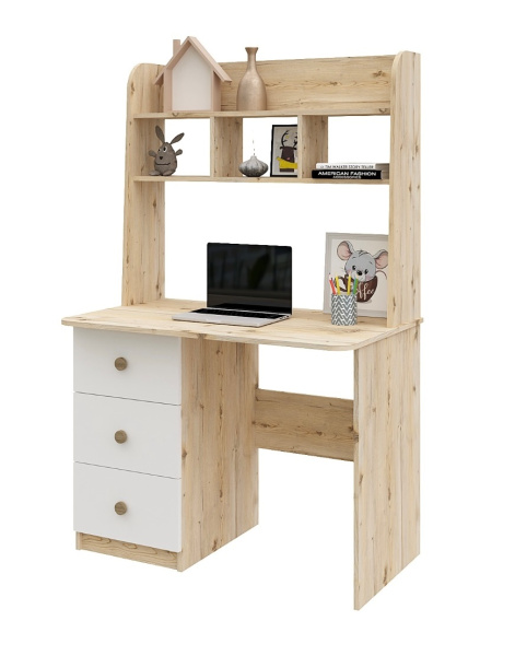 Стол 1000 мм Практик-3 (гаскон пайн + белый). Левый/правый