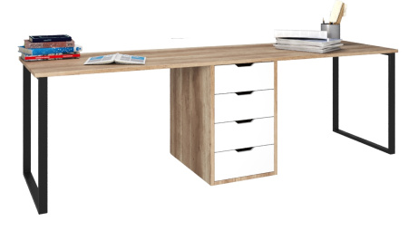 Стол Дуэт 2400 мм (дуб каньон + опоры черные) от Династия Kids