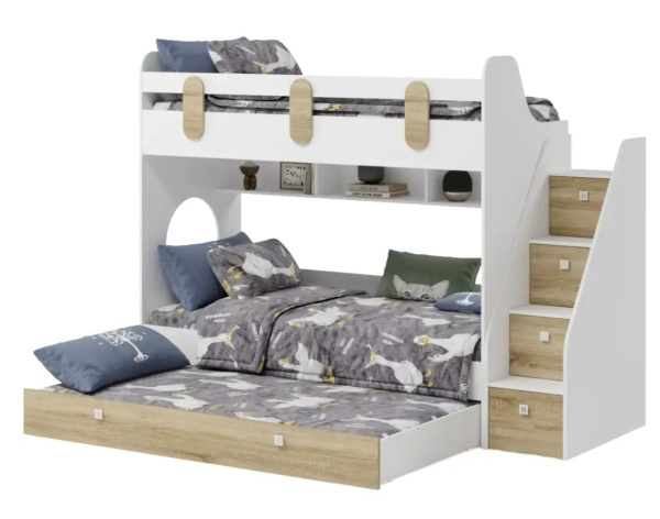 Кровать Фортуна-3 (корпус белый + фасады дуб сонома) 190*80