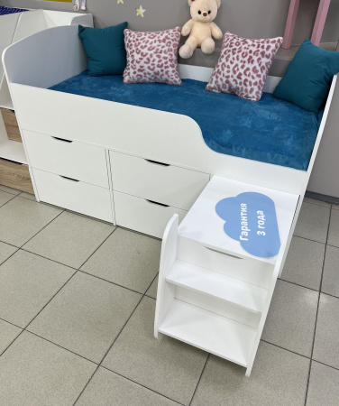 Кровать-чердак Малыш 7 (цвет белый) 160х80 от Династия Kids