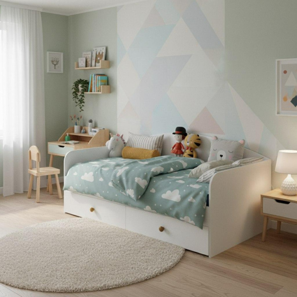 Кровать 190х90 коллекции Умка NEW (ручки - дуб)