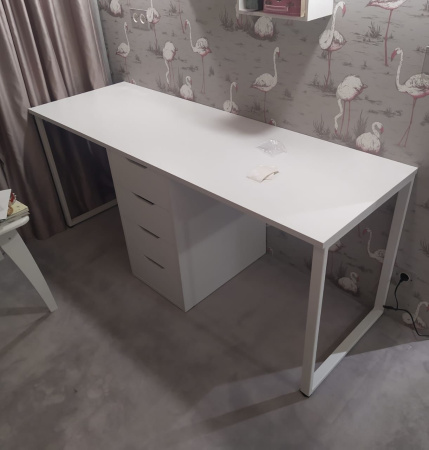 Стол Дуэт 2200 мм (две тумбы) белый + опора черная от Династия Kids