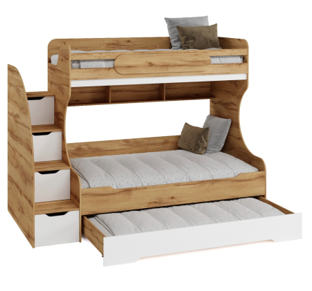 Кровать БИГ 120х200 (дуб золотистый + белый) от Династия Kids