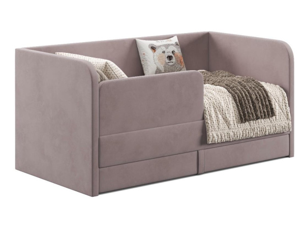 Мягкая кровать Nepos 160х80 с бортиком и ящиком. Велюр Velutto 22 (кофейный)