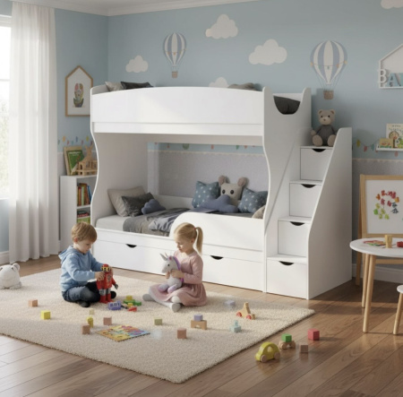 Двухъярусная кровать Альфа 180*80 (цвет белый) от Династия Kids