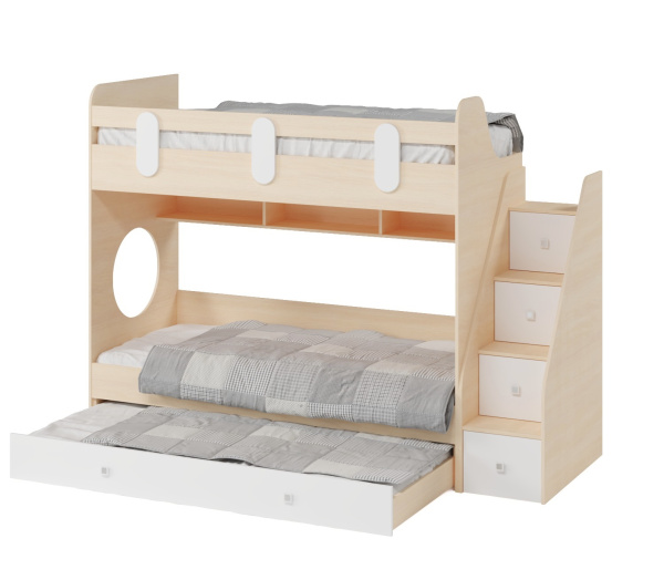 Кровать Фортуна-3 (дуб млечный+белый) 190х80