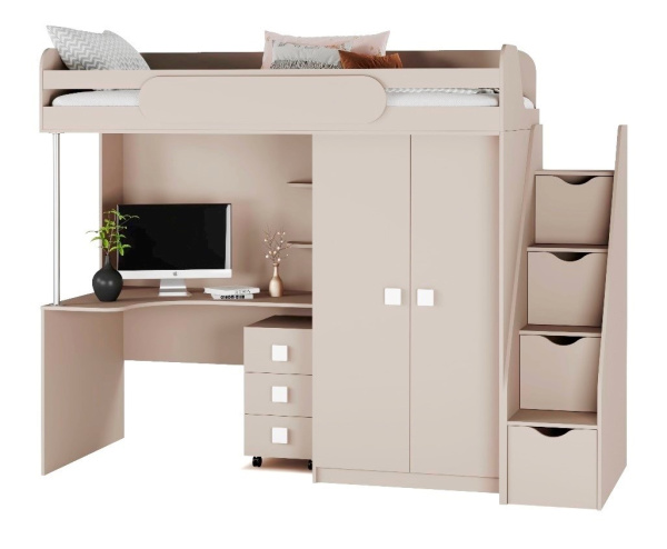 Кровать-чердак Колледж-2 (велюр) 200х90