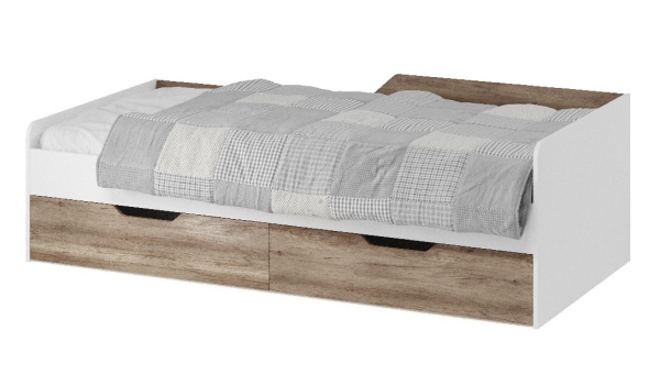 Кровать коллекции Лайт Лофт 190х90 (дуб каньон+белый) от Династия Kids