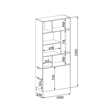 Комплект для 2 школьников Брайт Золотистый (2 полки + стеллаж-перегородка + 2 стола) от Династия Kids