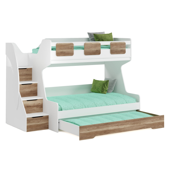 Кровать Мега Премиум 120х200 (белый+дуб каньон). 