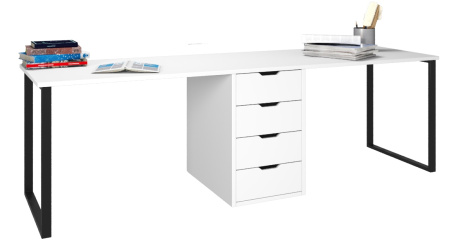 Стол Дуэт 2400 мм (белый + опоры черные) от Династия Kids