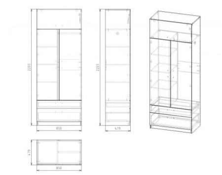 Шкаф Твой Стиль (с принтом) глубина 479 мм от Династия Kids