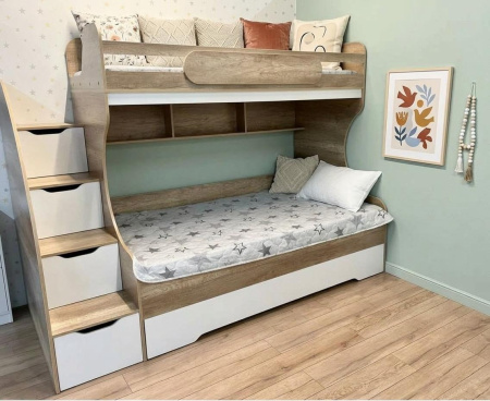 Кровать БИГ с доп.спальным местом (цвет белый) 120х200 от Династия Kids